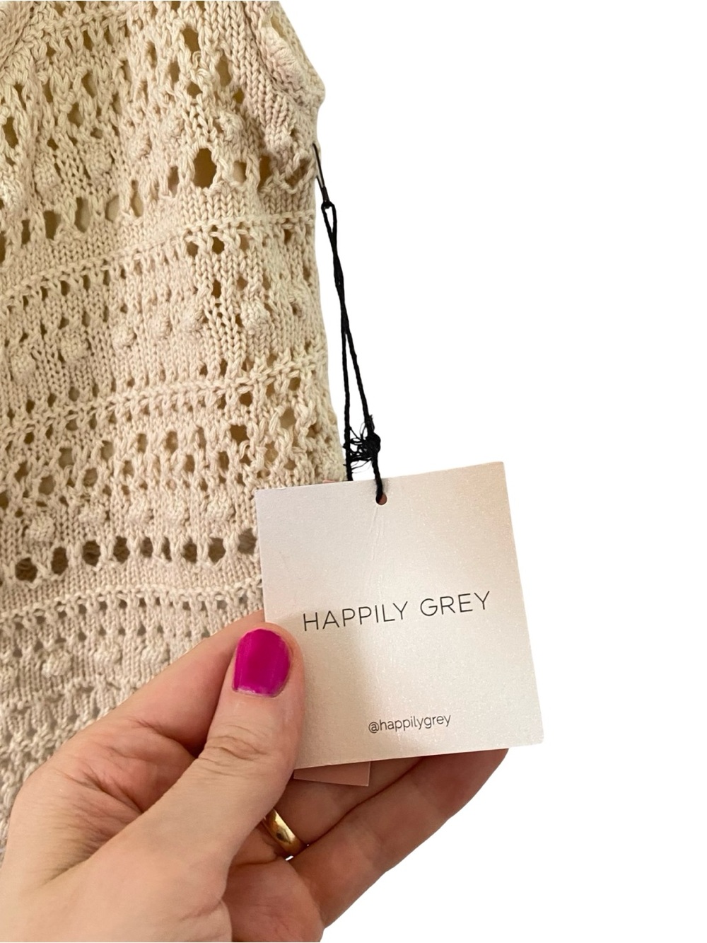 Happily Grey Crochet Tank Top Womens Size Medium New NWT Cream Ivory Crop Lace - Picture 3 of 7